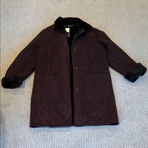 Dark Brown Faux Fur Lined Coat